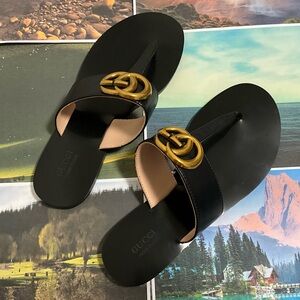 Gucci Black and Gold Women's Sandals